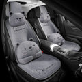 Car seat cushion set showing lumbar support and headrest pillow in linen fabric