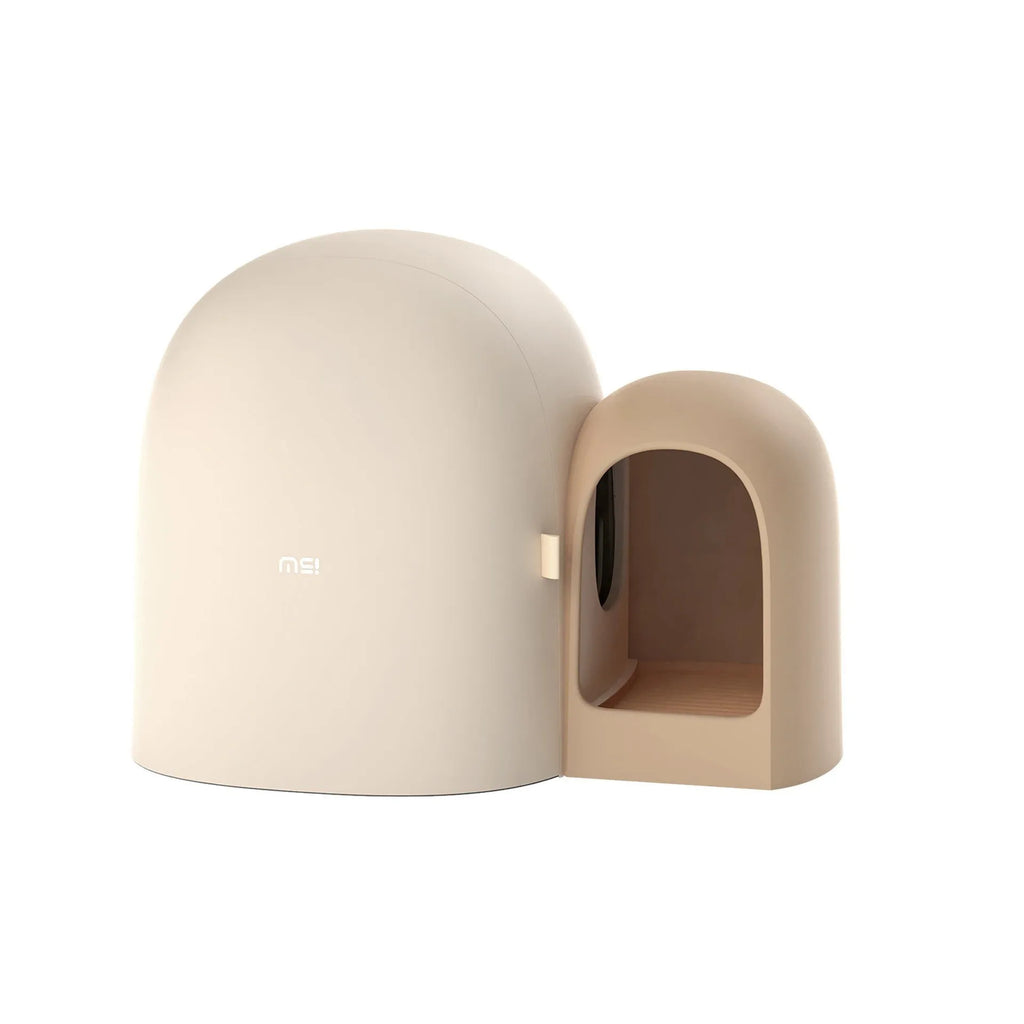 Oversized enclosed cat litter box in moss green with front entry and top viewing lid