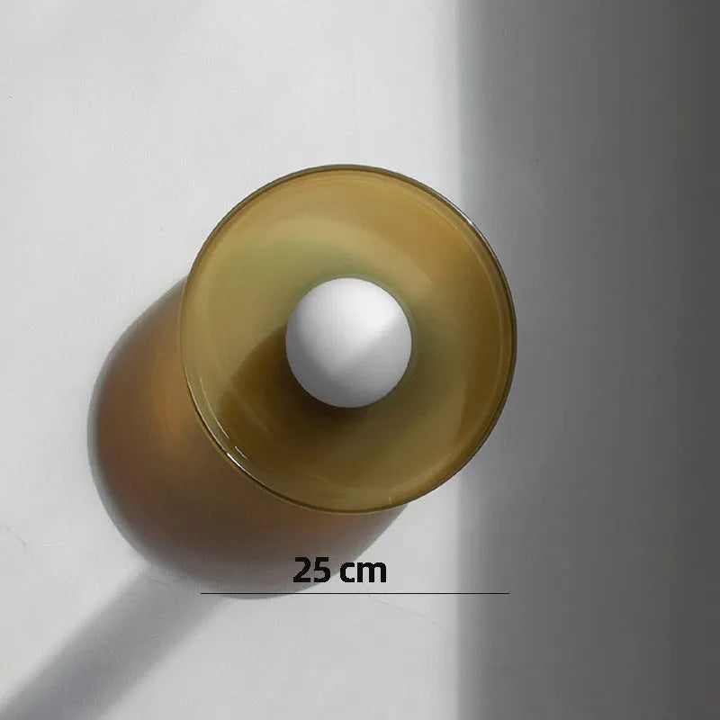 Modern round glass ceiling light with 25cm diameter shade, shown in a white finish.