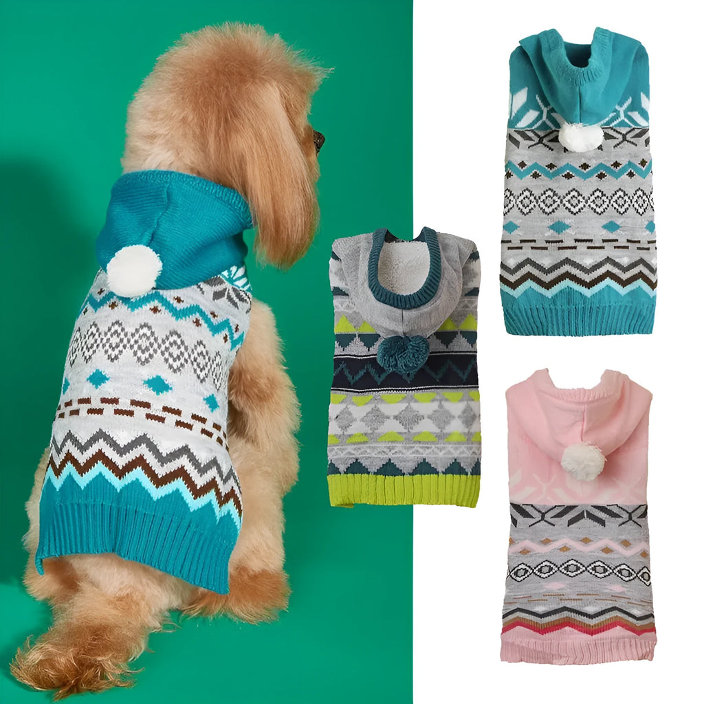 Green acrylic pet sweater with diamond pattern knit for dogs or cats