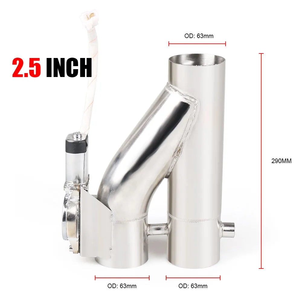 Stainless steel electronic control double valve exhaust pipe in silver for car modification