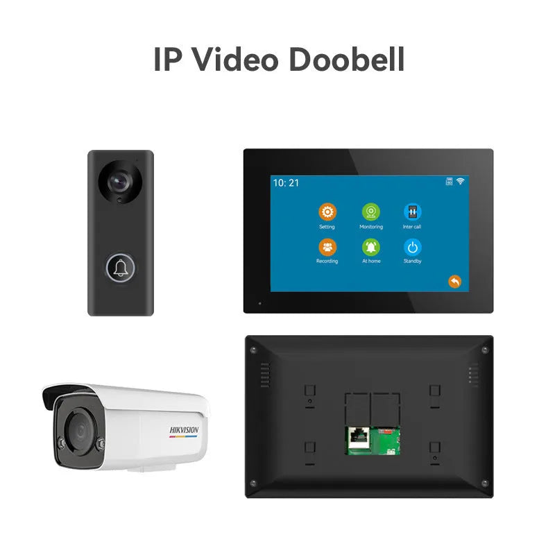 1080P video intercom doorbell system with 10-inch colour display and outdoor camera unit