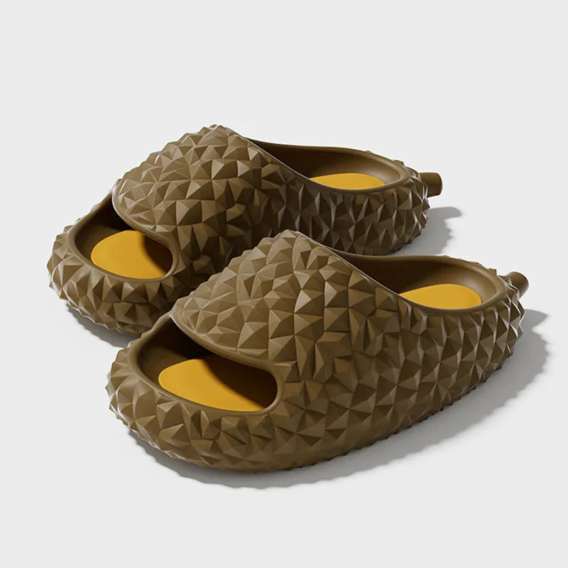 Durian peep-toe EVA bathroom slippers in golden pillow yellow with non-slip sole