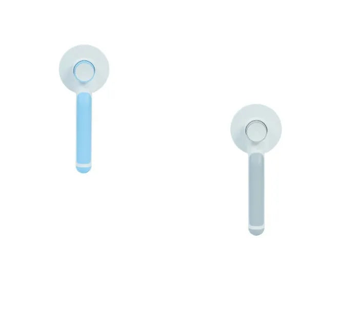 Round handle pet pass-through comb with stainless steel needles and self-cleaning button in pink colour