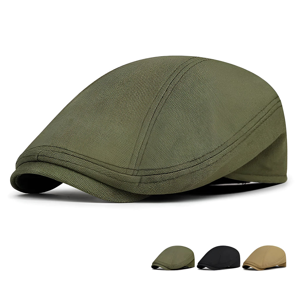 Retro British canvas beret in solid colour with adjustable size for sun protection and shade