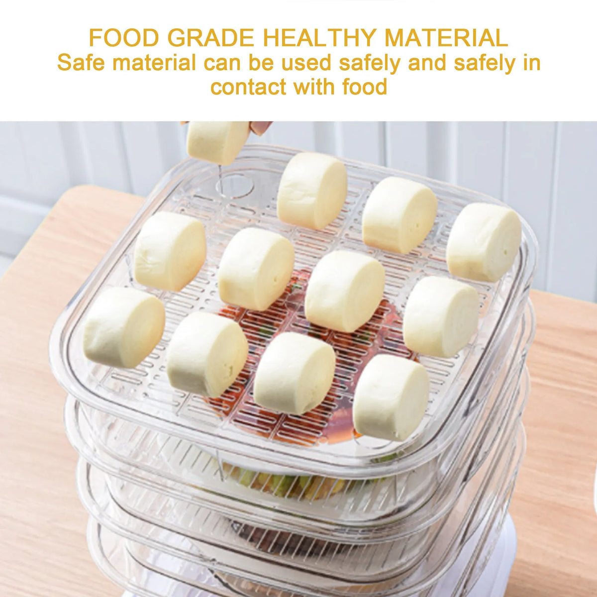 Multi-layer transparent plastic dish cover with temperature display in white colour