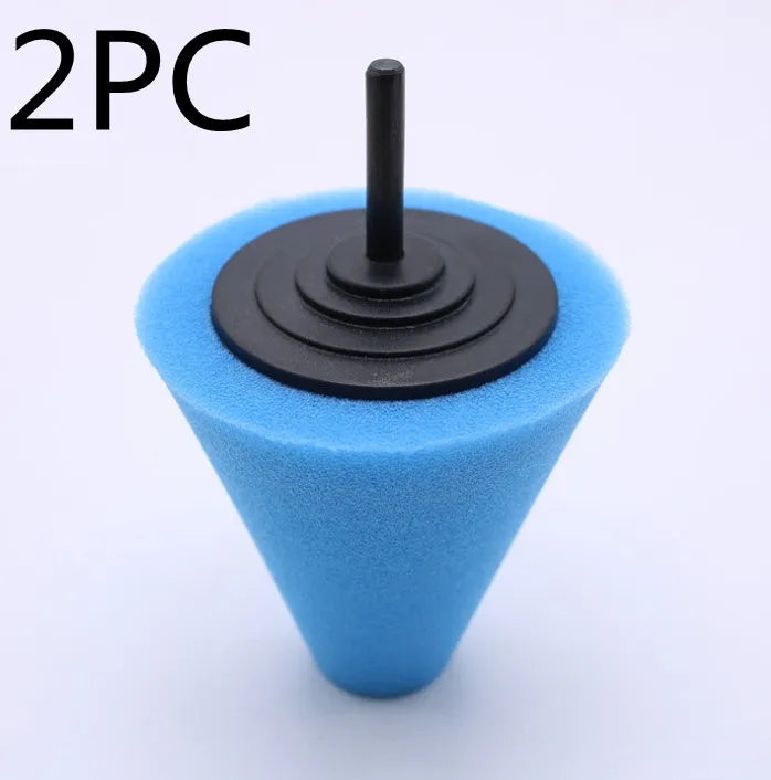 Car polishing sponge disc with net steel ring and 6mm handle, colour-coded for different abrasiveness levels