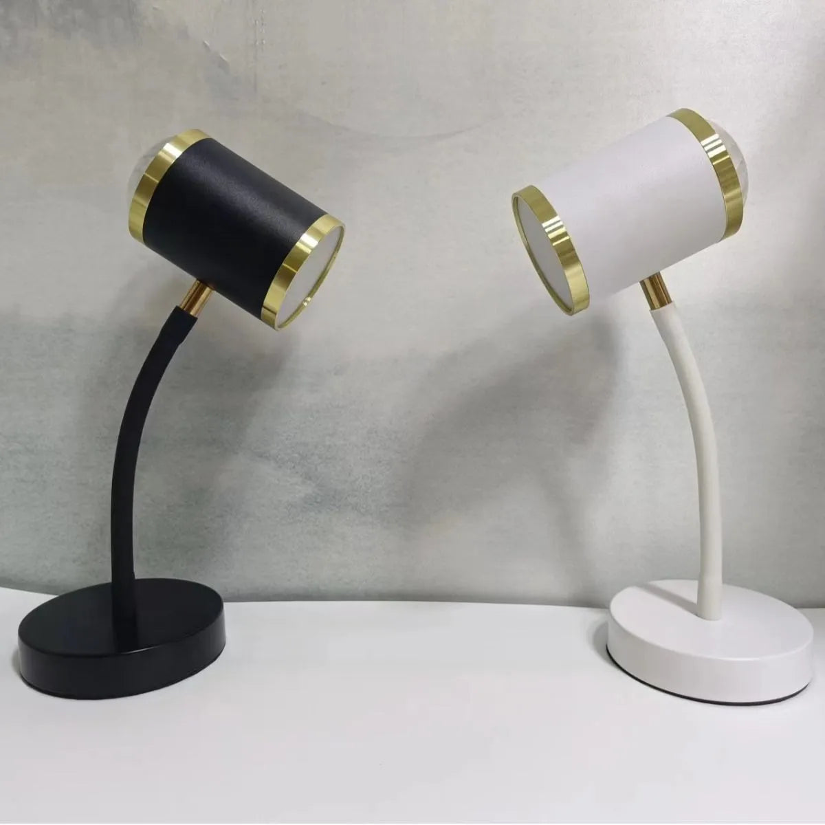 Black and white double-headed photography atmosphere lamp with metal construction for studio lighting