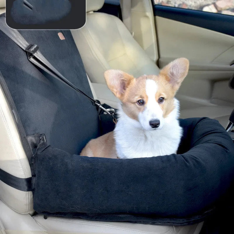 Small medium dog car kennel cushion 50x50x20cm cloth with removable washable cover in black