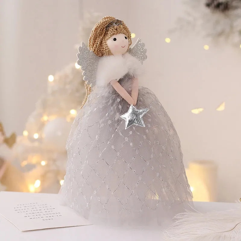 Ins cute angel little girl doll ornament in gold or light grey, non-woven fabric, 26x15cm