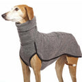 Warm high-collar dog coat in bunny fleece, available in multiple colours including black, brown, and army green, sizes S to XXXXXL