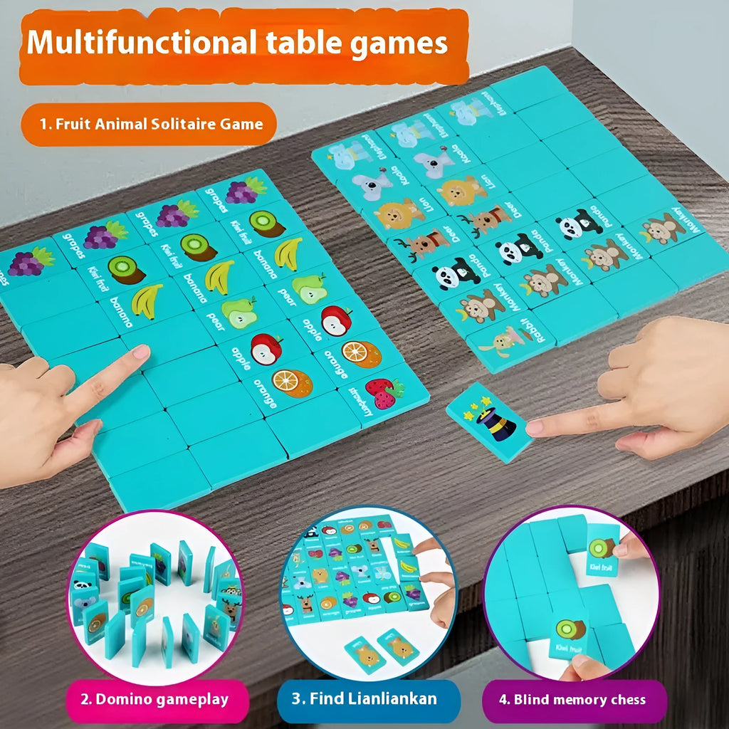 Wooden dominoes board game for children 4-6 years, consecutive dragon game in colour box, size 24x18.2x5.5 cm