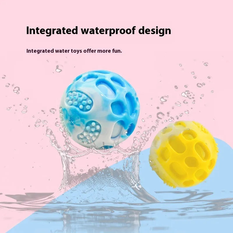 Blue TPR dog bite-resistant molar chew ball on white background