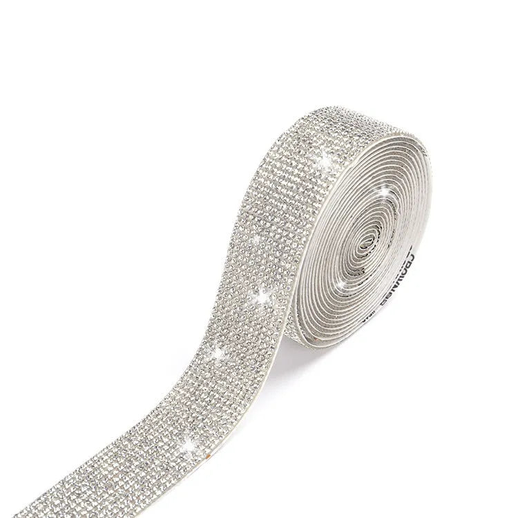 Self-adhesive glass water drill strips for clothing and shoes in white and AB colour