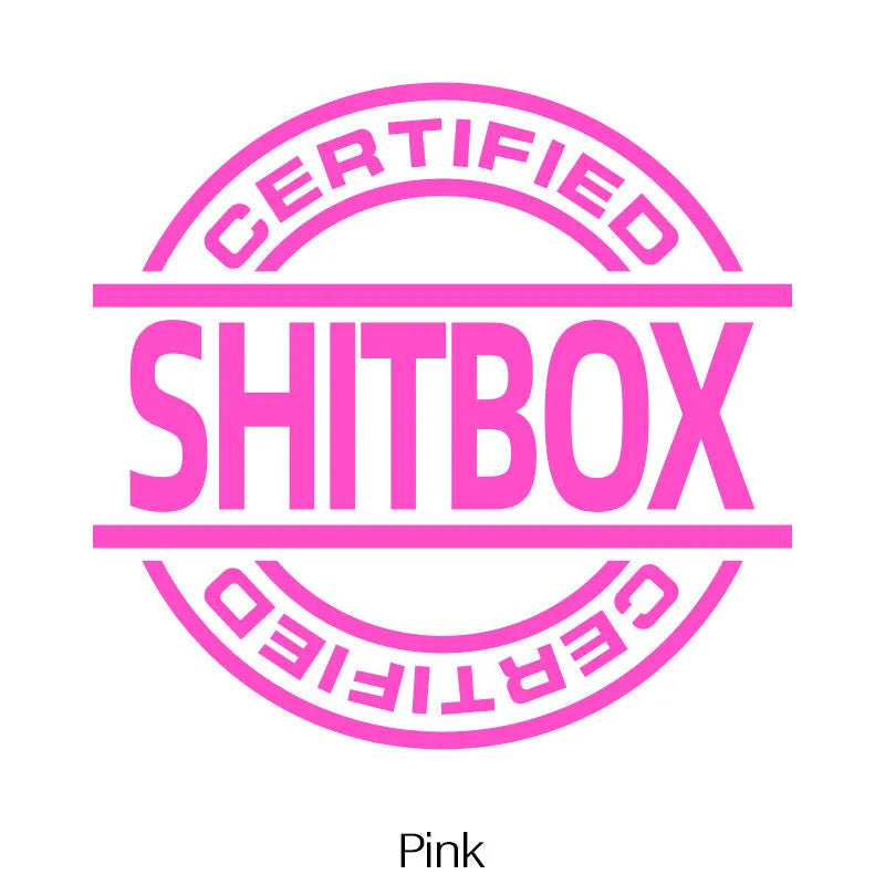 13 by 12 cm vinyl car sticker shown in various colour options on a vehicle door.