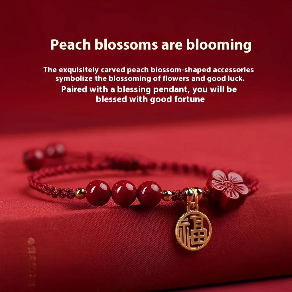 Cinnabar ethnic braided rope bracelet with blessing card for college entrance exam luck