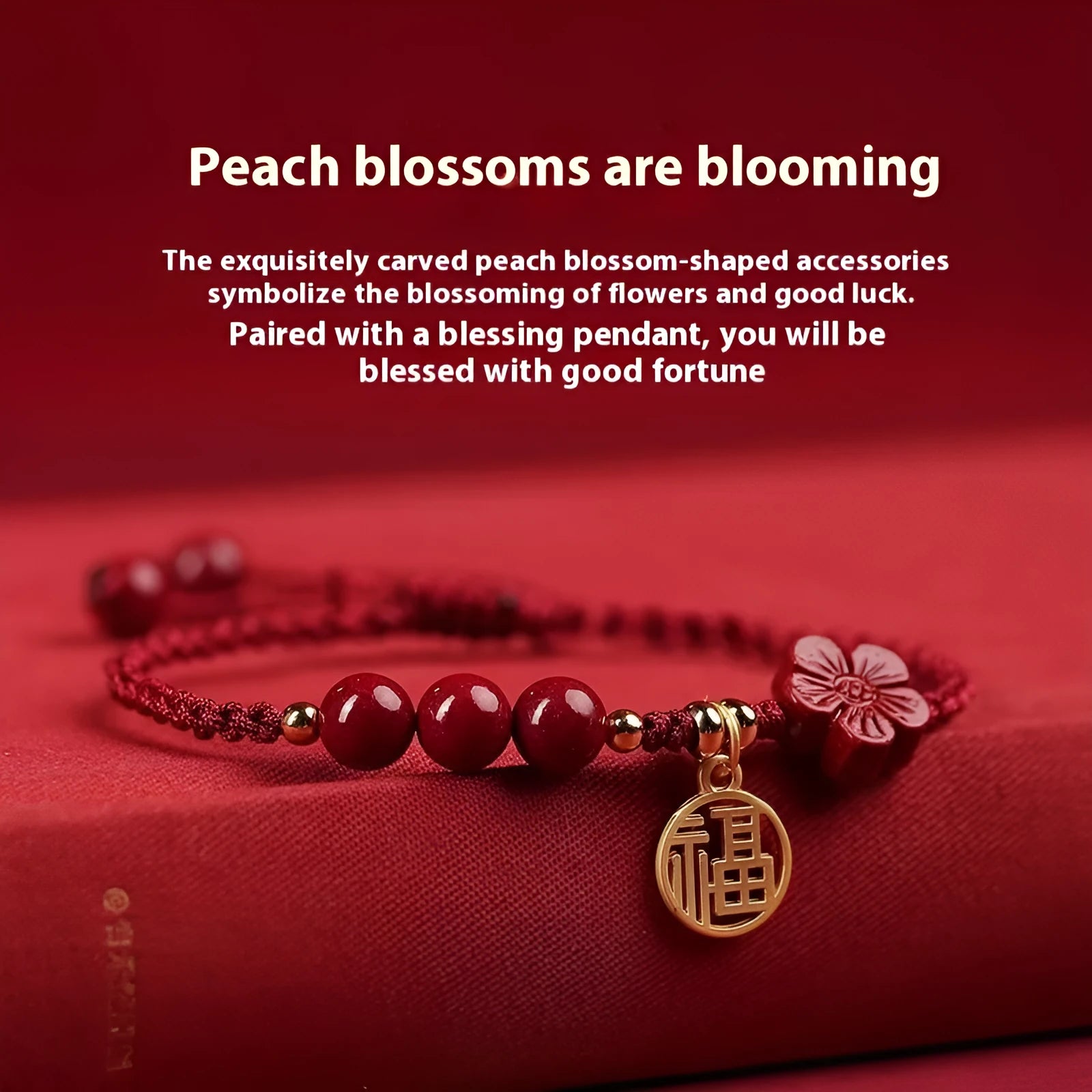 Cinnabar ethnic braided rope bracelet with blessing card for college entrance exam luck