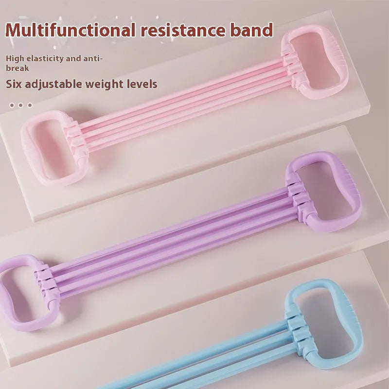 Adjustable chest expander rope in blue colour with six gear settings for resistance training.