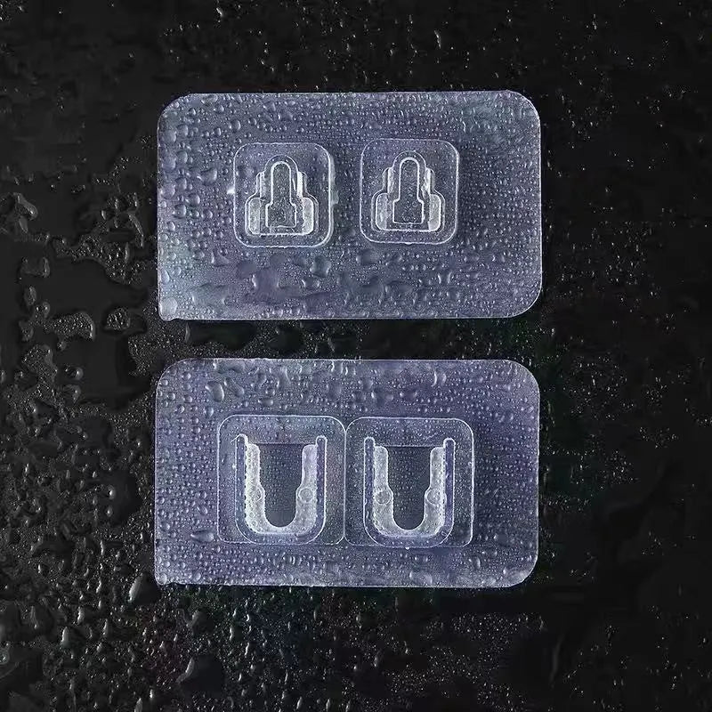 Adhesive snap button plastic hook in single hook style, transparent double-sided patch, maximum load 10kg