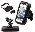 Black synthetic leather riding mobile phone stand bag for 6.5 inch phones, waterproof cycling holder