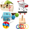 Wooden puzzle toy for parrots with interchangeable pieces for bird enrichment