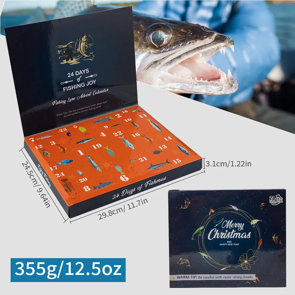 Mino Bog 24-piece blind box set of metal fishing lures in Christmas gift packaging, style 01.