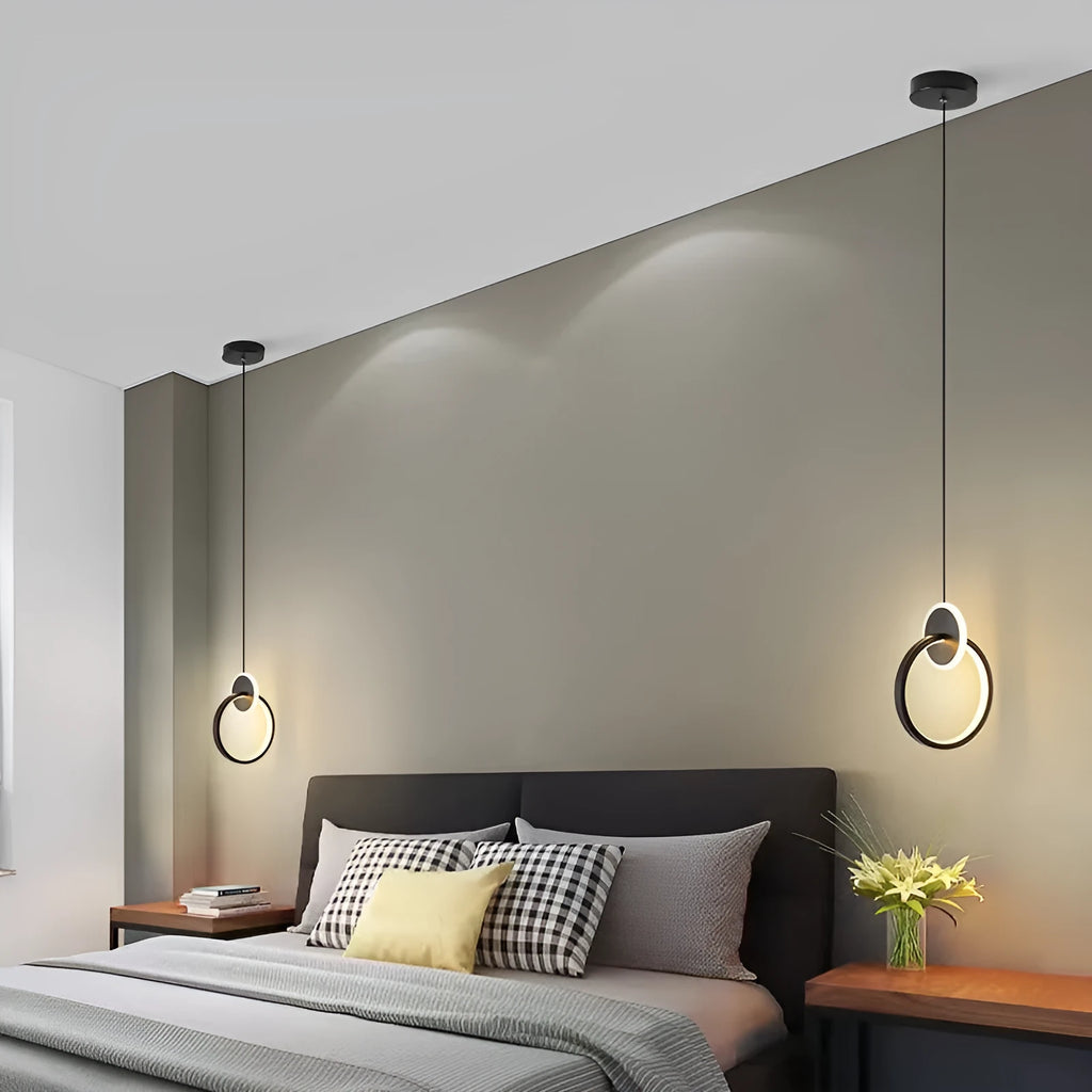 Nordic double ring fish chandelier pendant lamp in black aluminium alloy with LED light source