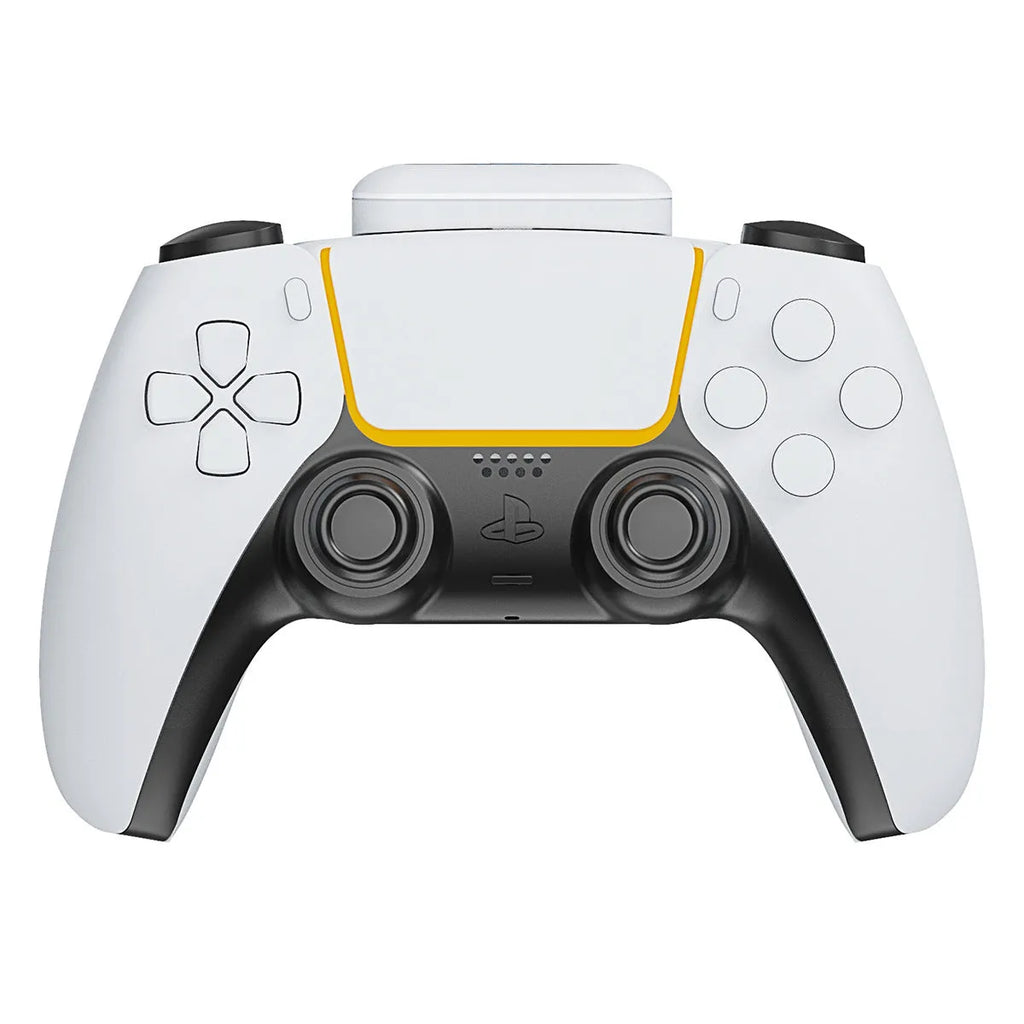 White PS5 controller back battery pack with LED display and outer hanging bag