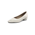 Women's shallow mouth hollow-out round toe mid heel sandals in milky white