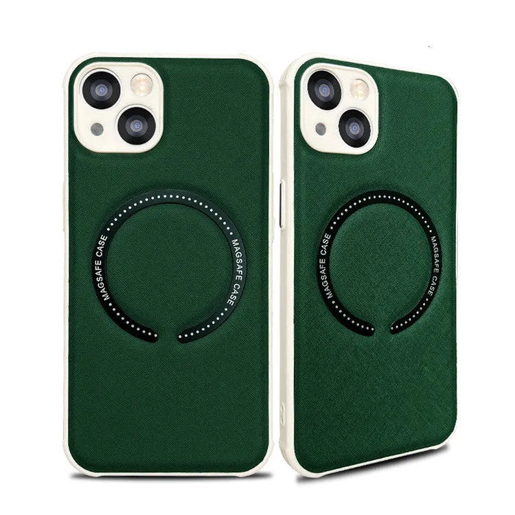 Leather TPU MagSafe magnetic cross phone case for iPhone, solid colour back cover, pink variant