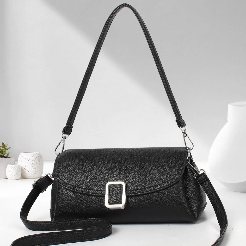 Women's PU leather shoulder handbag with crossbody strap in multiple colour options