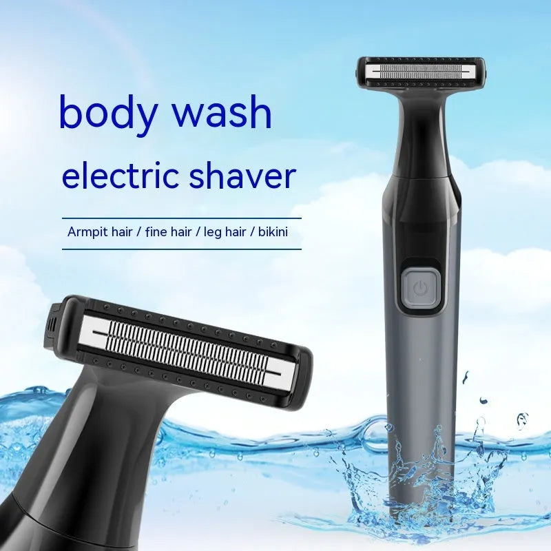 Electric hair trimmer and shaver in blue or black, fully washable ABS body, dry battery powered, for women and men