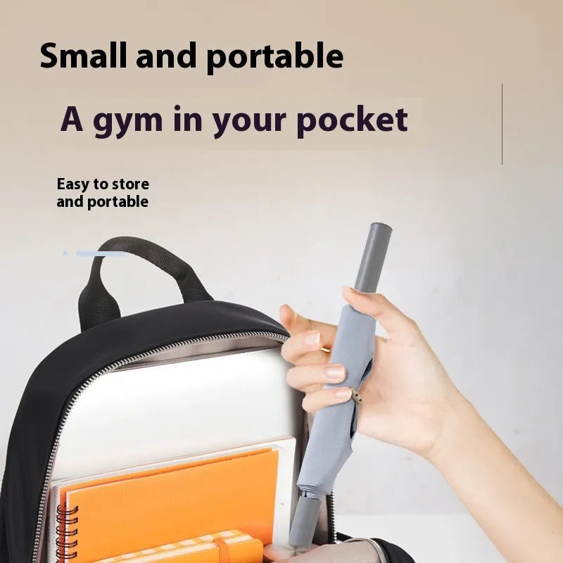 Grey and pink yoga multi-function stretching tool for shoulder, back, and hip flexibility on a plain background.