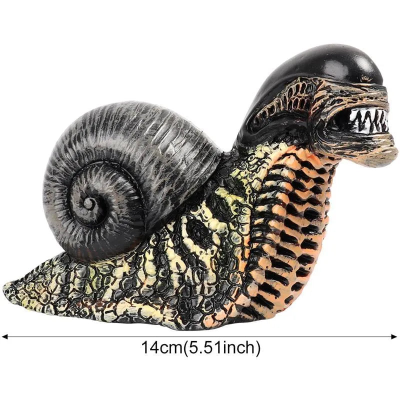 Resin garden snail sculpture with character design and coloured finish