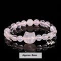 Natural star light pink crystal cat head bracelet with copper setting on adjustable band
