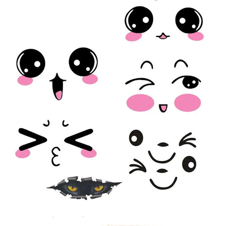 Reflective cartoon car stickers pair with cute eyes design on PET material for vehicle customisation