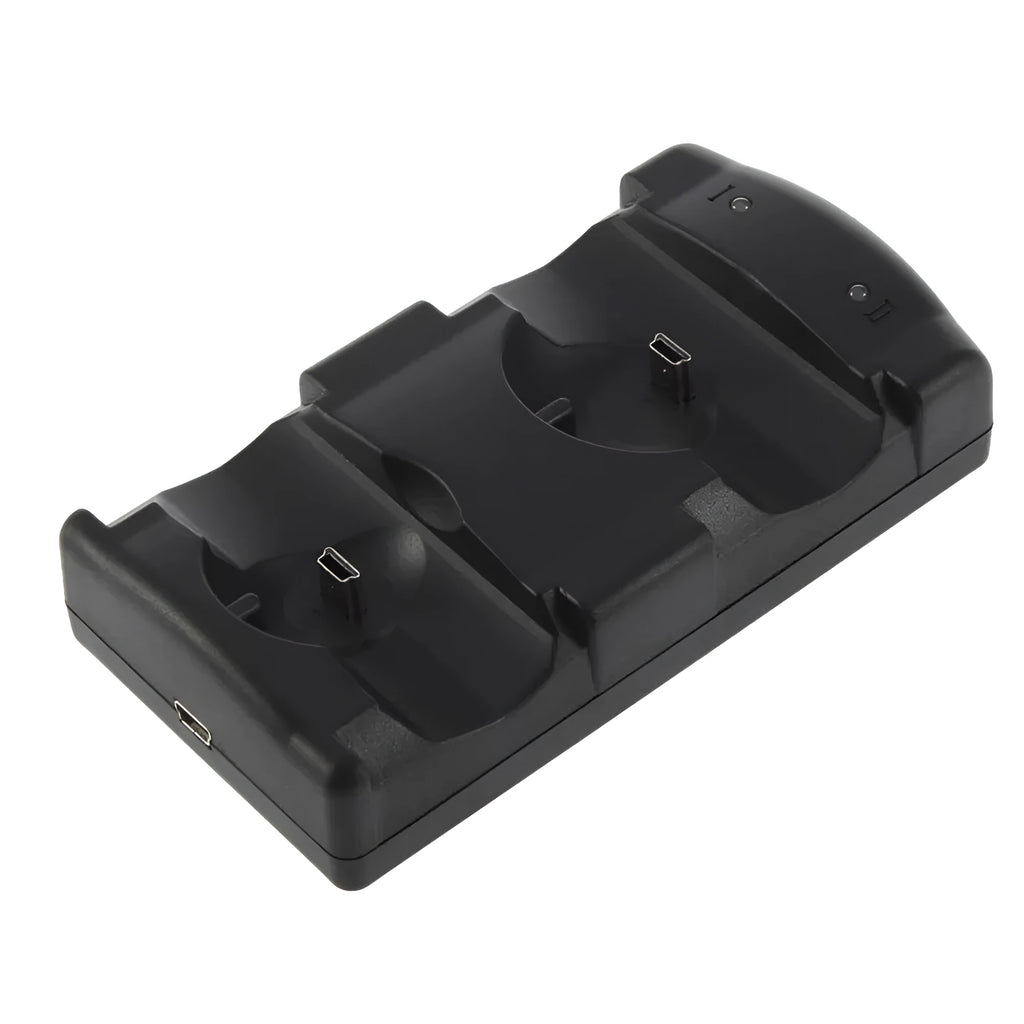Black PS3 dual charger with charging stand for two PlayStation 3 controllers