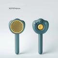 Pet grooming comb with self-cleaning mechanism in blue, green, and yellow colour options