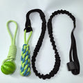 Cotton thread dog tug of war rope toy in green corncob style for biting and pulling play.