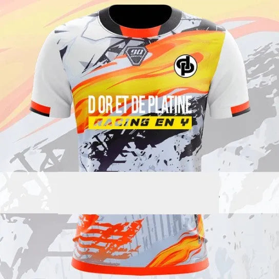 Men's breathable mesh sports t-shirt in polyester with printed design and short sleeves