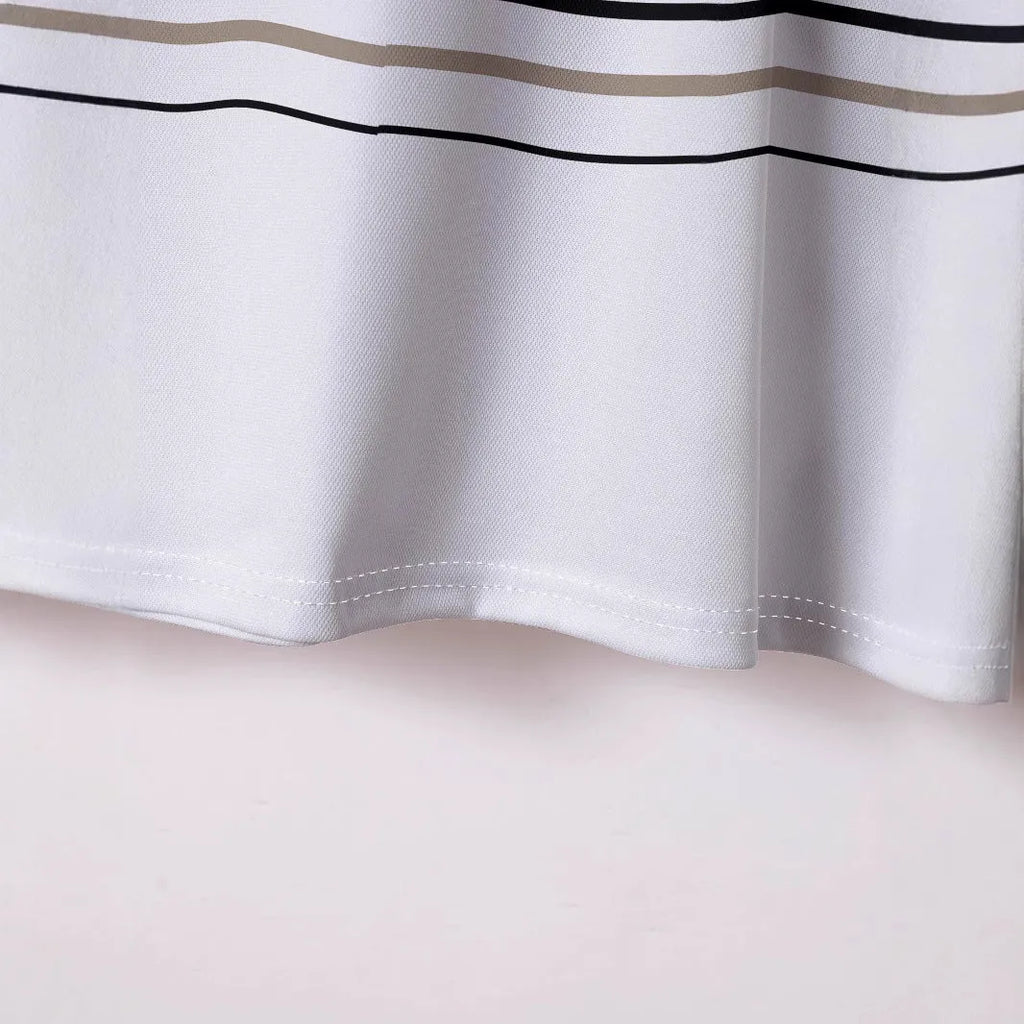 White men's striped short sleeve T-shirt with slim fit for summer casual wear