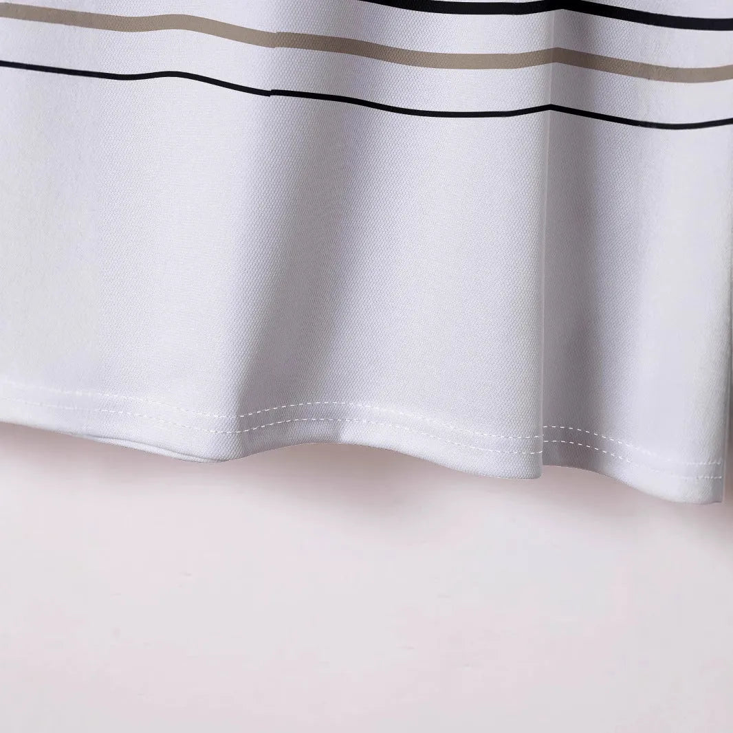 White men's striped short sleeve T-shirt with slim fit for summer casual wear