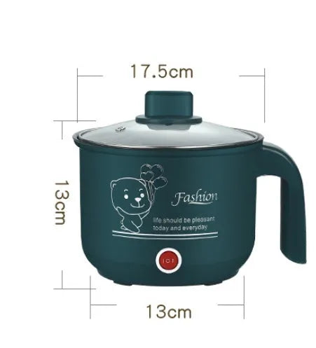 Emerald green multifunctional electric cooker with stainless steel liner, 1.8L capacity, on a kitchen counter
