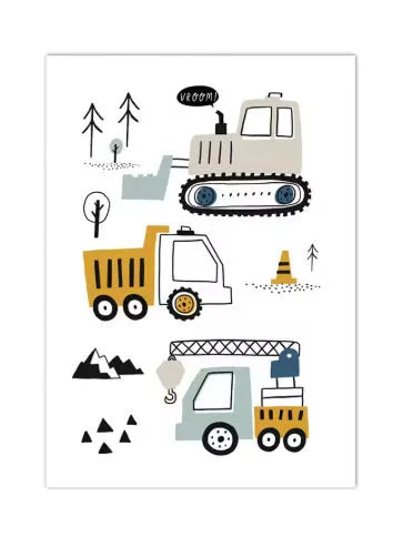 Canvas excavator art poster decoration painting, Nordic style, frameless, available in 10x15cm, 13x18cm, and 15x20cm sizes