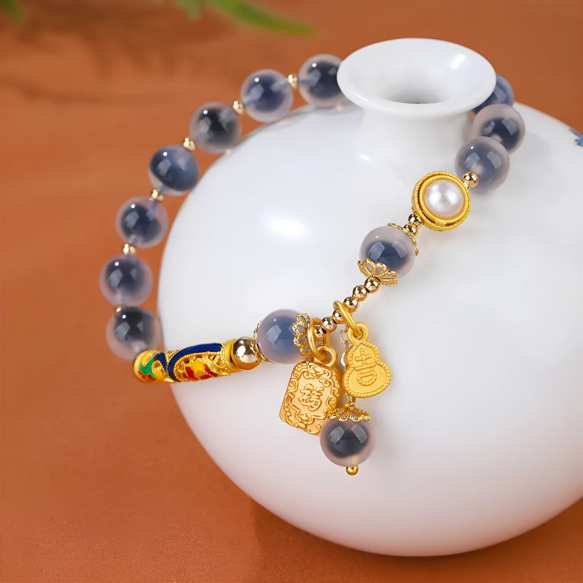 Handmade sugar heart agate bracelet in retro ethnic style for women