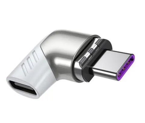 100W L-shaped Type-C magnetic adapter in black zinc alloy with soft white indicator light