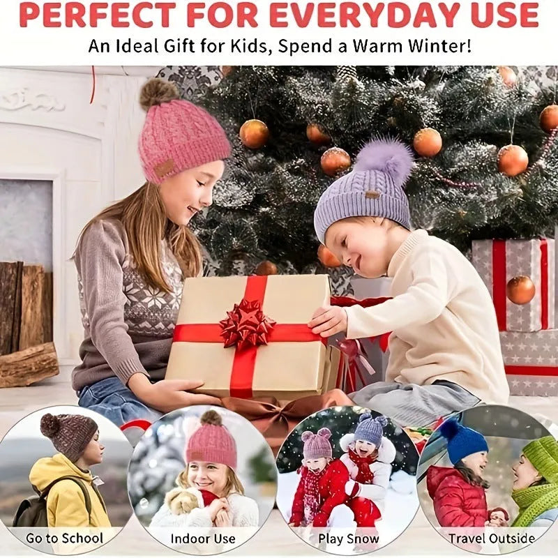 Children's knitted hat, scarf and gloves set in acrylic, single ball design, available in black, blue, rose red or yellow