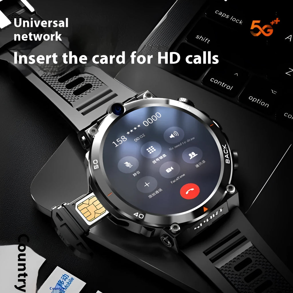 Sports smartwatch with dual cameras, TFT touch screen, and heart rate monitoring functionality