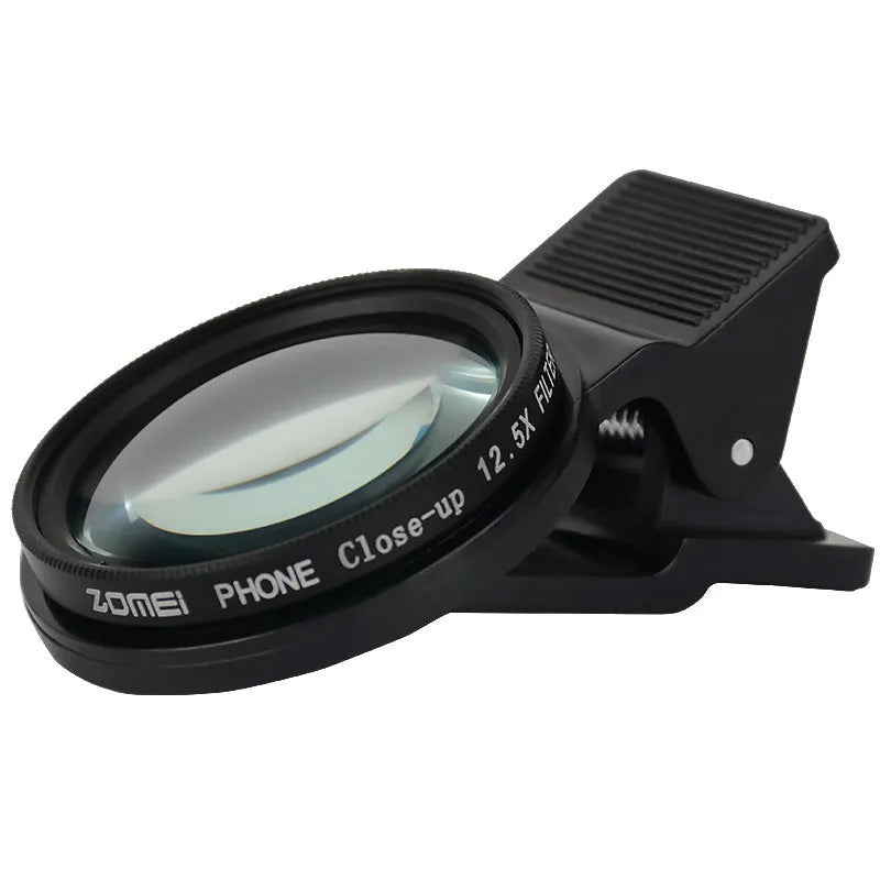 Smartphone macro photography lens with aluminium alloy frame and clip attachment