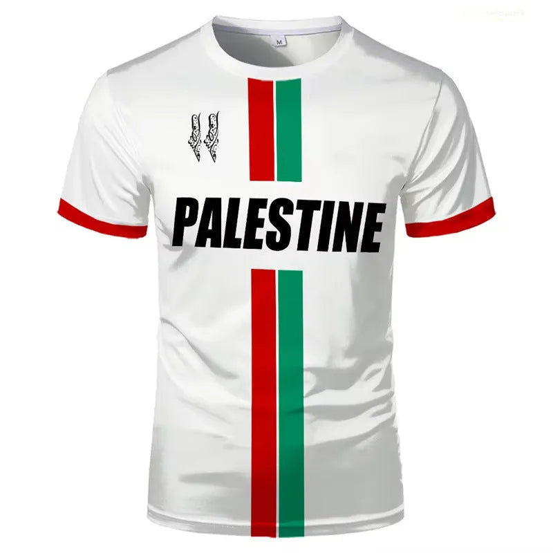 Football t-shirt with 3D printed pattern in spandex fabric, available in white or black